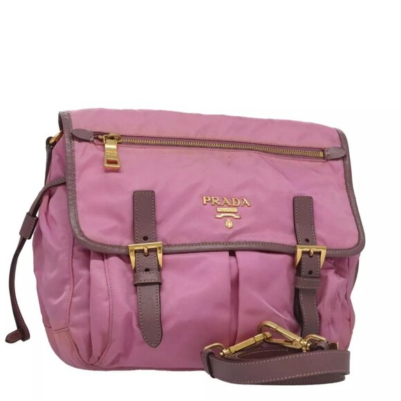 PRADA Shoulder Bag Nylon Pink Gold Auth - Picture 1 of 16